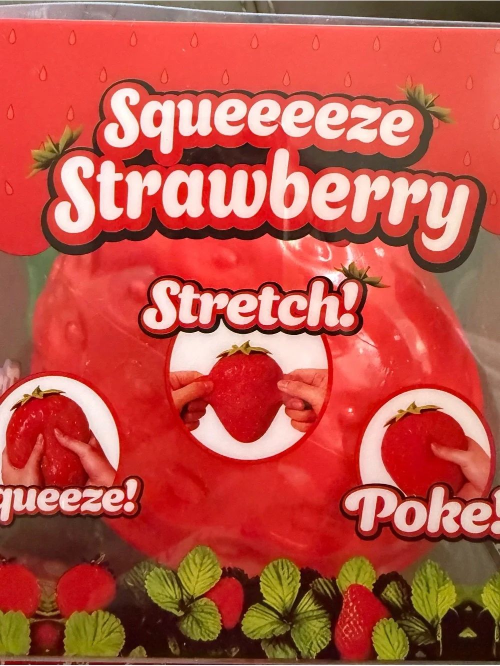 Squeeze Strawberry Stress Toy - Red and Green